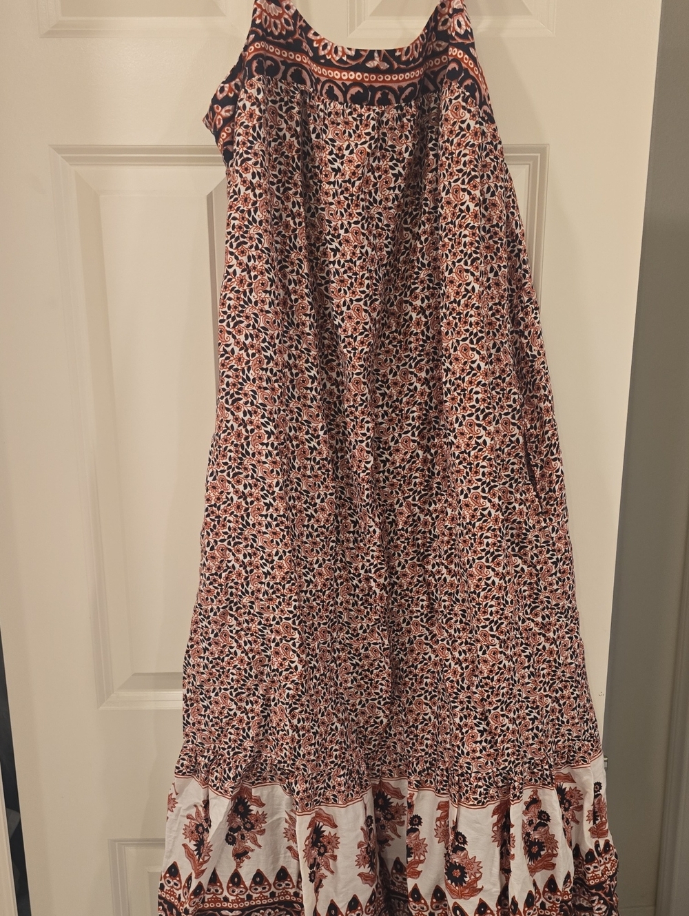 XIRENA Boho Floral Maxi Dress in Black and Rust